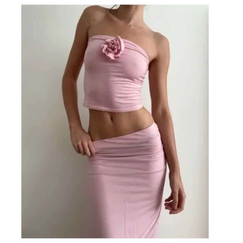 reformation pink skirt